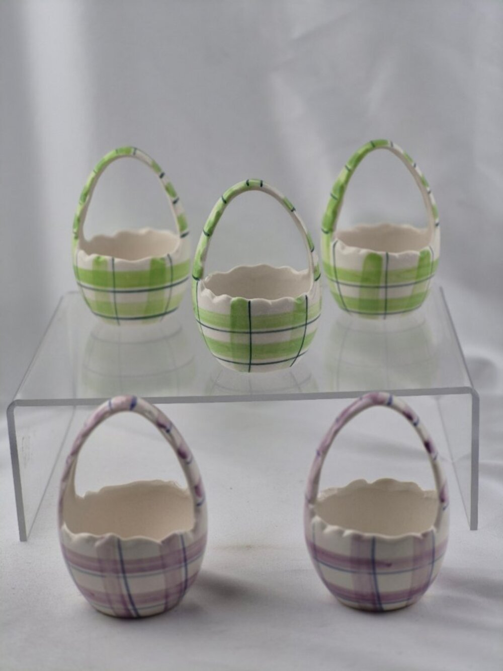 Vintage Cottontale Collections Mini Ceramic Easter Baskets Hand-Painted Set of 5